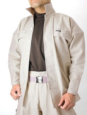 Toraichi Tobi Work Shirt LL US Large EUC Japanese Workwear Beige Hidden Buttons